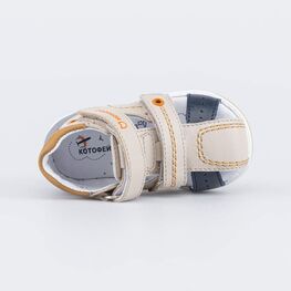 022145-21 Кожаные сандалии Первые шаги для мальчики бежевый фото №4