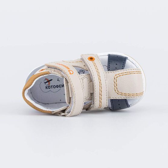 022145-21 Кожаные сандалии Первые шаги для мальчики бежевый фото №4