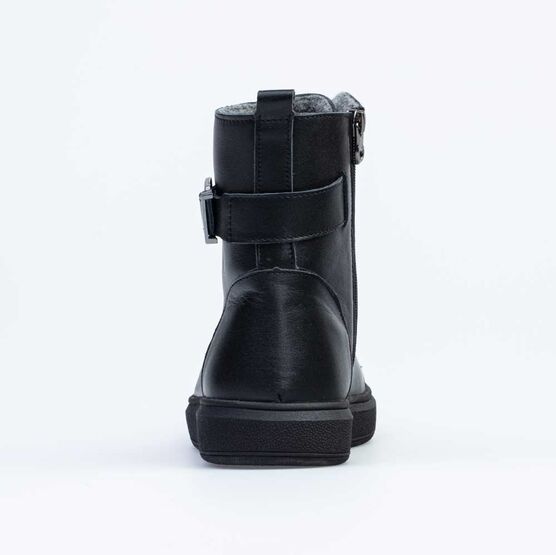 652165-31 Кожаные утепленные ботинки для девочки для девочки черный фото №5