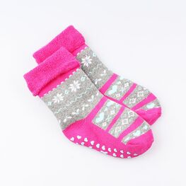 07842353-40 Носки детские с тормозами махровые фуксия Снежинки для девочки фуксия