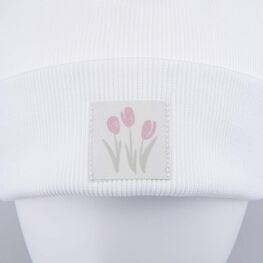 07811978-40 Шапка с отворотом для девочки Весна для девочки белый фото №3