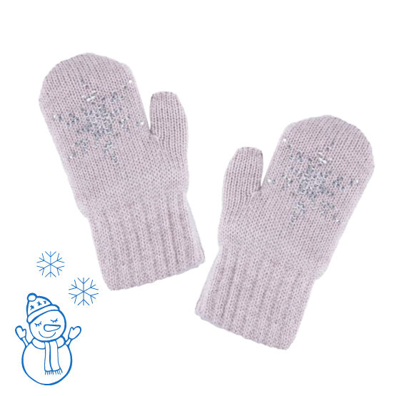 07821167-40 Теплые варежки со стразами бежевый для девочки бежевый