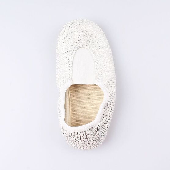 212003-08 Чешки для девочки белый + серебристый фото №4