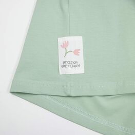 07802050-30 Хлопковые футболки для девочки 2шт. для девочки бежевый + зеленый фото №4