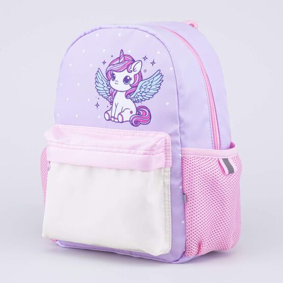 02810354-40 Детский рюкзак с термонаклейками Единорог для девочки сиреневый,розовый