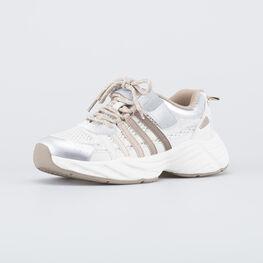 644547-11 Серебристые кроссовки для девочки для девочки бежевый,серебристый