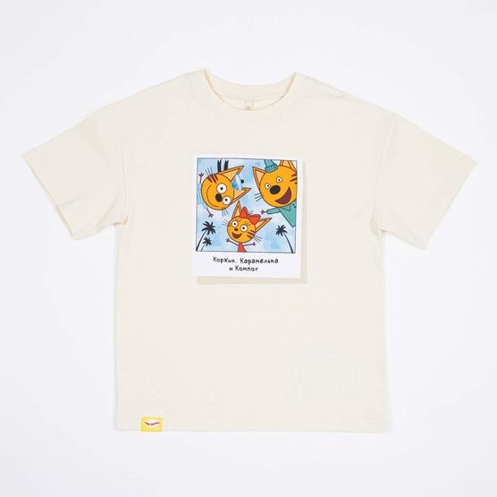 07702041-41 Футболка из кулирки Три кота светло-бежевый для мальчики светло-бежевый