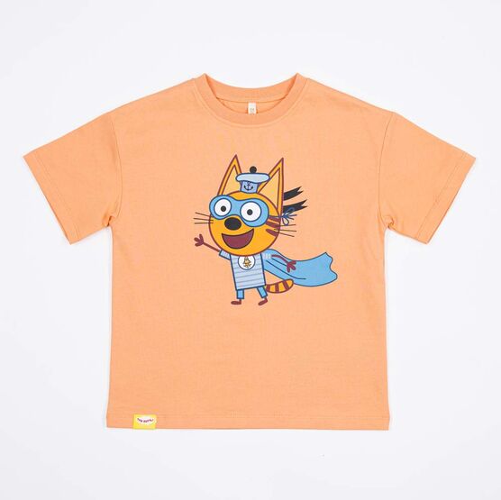 07702041-42 Футболка из кулирки Три кота оранжевый для мальчики оранжевый