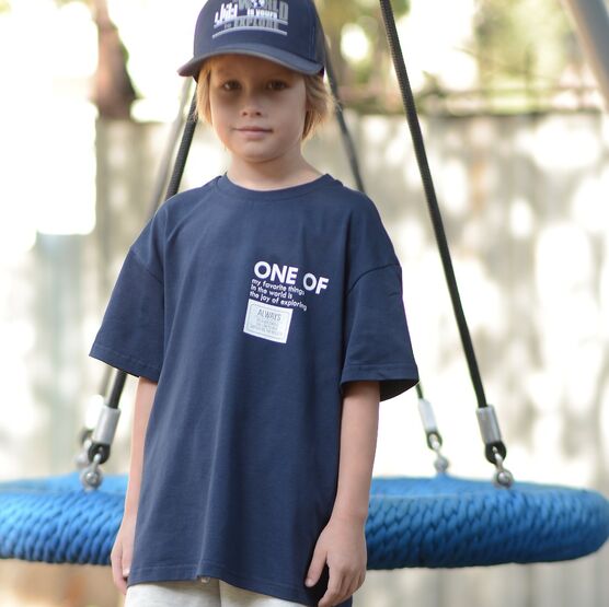 07702053-40 Объемная футболка из кулирки для мальчика темно-синий для мальчики темно-синий фото №5