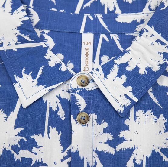 07703009-40 Гавайская рубашка для мальчика Пальмы синий для мальчики синий фото №3