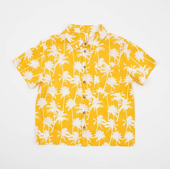 07703009-41 Гавайская рубашка для мальчика Пальмы желтый для мальчики желтый