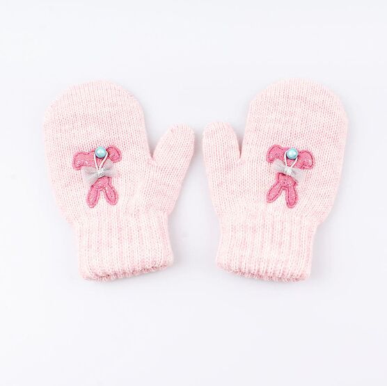 07821157-40 Варежки детские двухслойные розовые для девочки разноцветный фото №2