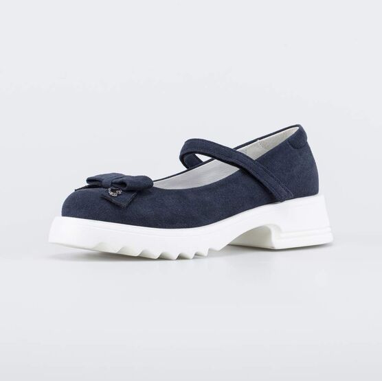 633057-21 Школьные туфли для девочки Бантик темно-синий для девочки темно-синий
