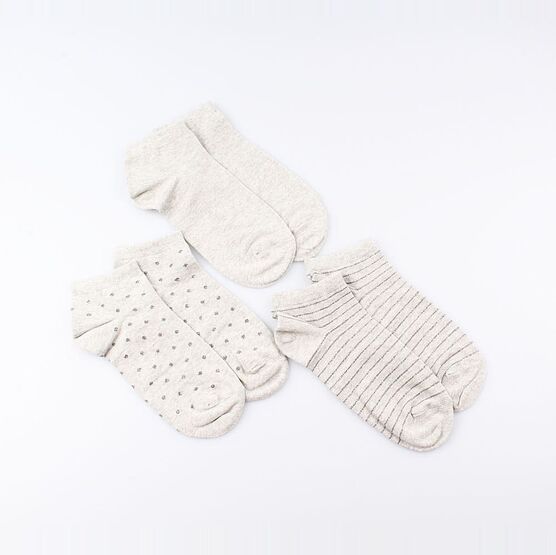 07842383-40 Носки женские укороченные (3 пары), св.серый для девочки светло-серый