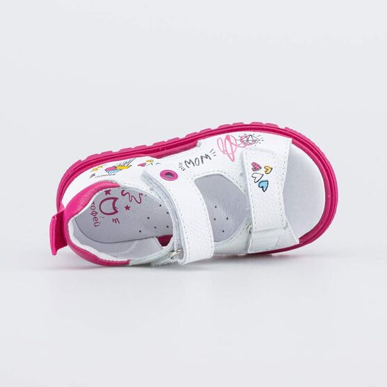 122226-21 Кожаные сандалии Пломбир для девочки белый + розовый фото №4