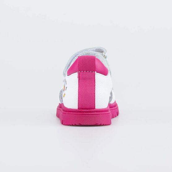 122226-21 Кожаные сандалии Пломбир для девочки белый + розовый фото №5