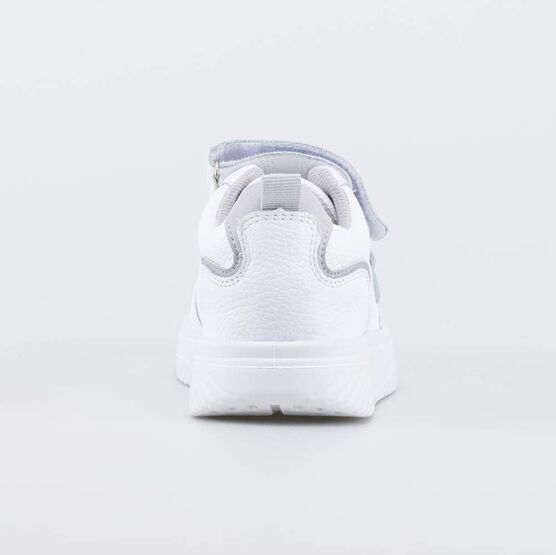 532342-11 Белые кожаные кеды-полуботнки для девочки белый + серый фото №5