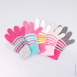 07822068-10 Перчатки однослойные фуксия-белые для девочки фук-бел
