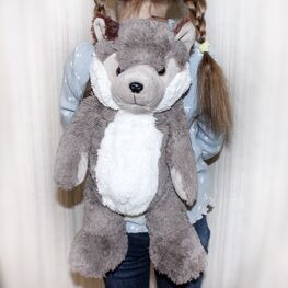 02003073-00 Плюшевый рюкзак Волчонок для универсальные серый фото №4