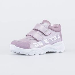 552284-21 Кожаные ботинки на липучках Lets GO для девочки сиреневый