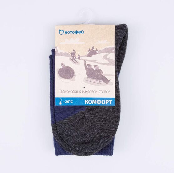 07742289-41 Термоноски Котофей Комфорт темно-синий для мальчики т.син фото №3