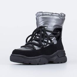 664141-41 Дутики на замке подростковые черно-серый для девочки сер-чер