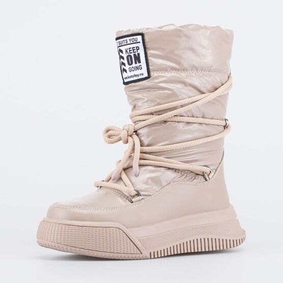 664145-42 Сапоги-дутики для девочки-подростка бежевый для девочки бежевый