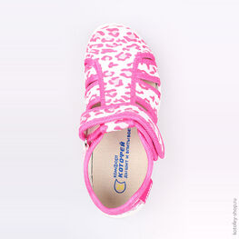 421010-13 Босоножки текстильные для девочки фук-бел фото №4