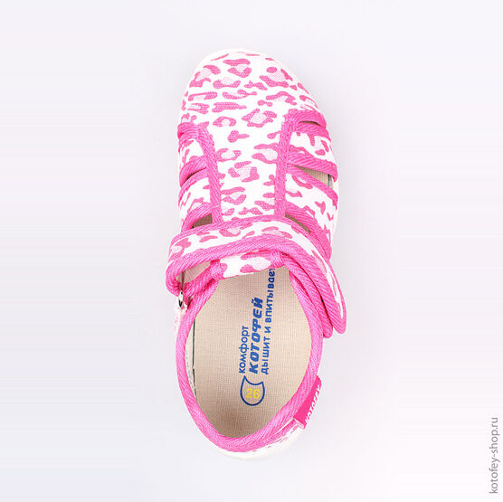 421010-13 Босоножки текстильные для девочки фук-бел фото №4