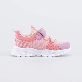344419-14 Текстильные кроссовки на липучке для девочки розовый фото №2