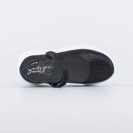 532291-21 Школьные кожаные туфли для девочки для девочки черный фото №4