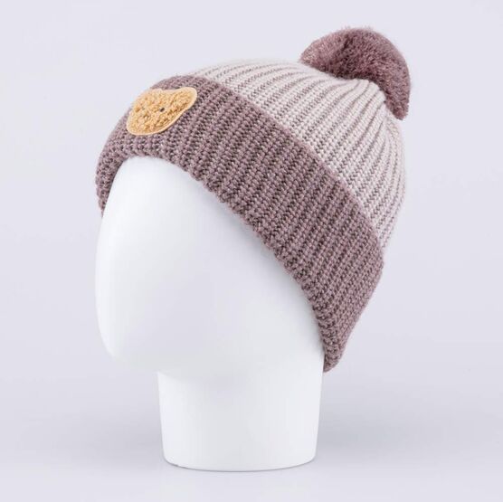 07711973-40 Шапка детская с отворотом Мишка капучино для мальчики капучино фото №2