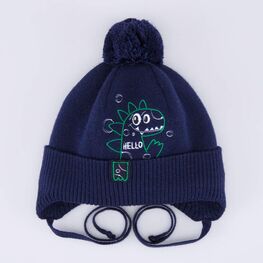 07711980-40 Детская шерстяная шапка на заязках темно-синий для мальчики темно-синий