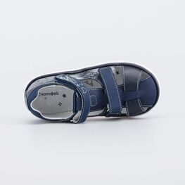 322156-24 Детские кожаные сандалии Внедорожник для мальчики т.син фото №4