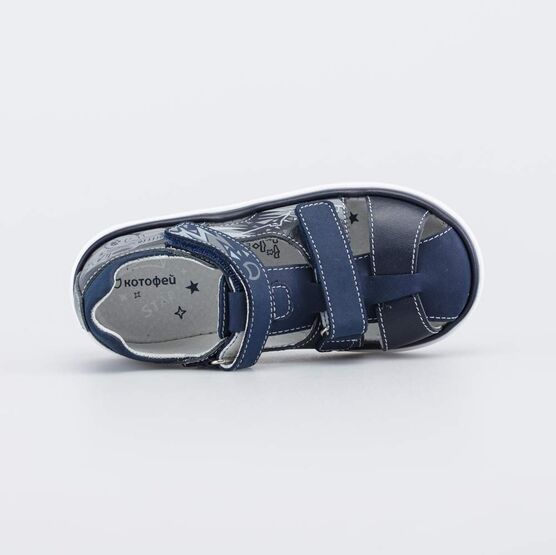 322156-24 Детские кожаные сандалии Внедорожник для мальчики т.син фото №4