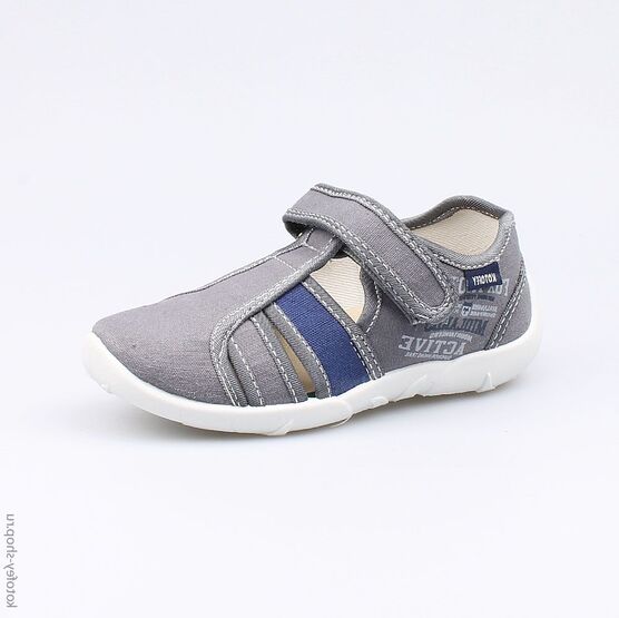 421020-13 Сандалии текстильные для мальчики сер-син