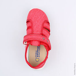 421024-12 Босоножки текстильные для девочки красный фото №4