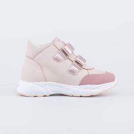 352380-22 Кожаные ботинки на липучках для девочки розовый фото №2