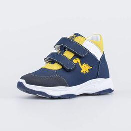 352381-21 Кожаные ботинки на липучках Динозаврик для мальчики синий