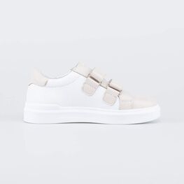 532303-21 Полуботинки на липучках для девочки белый + бежевый фото №2