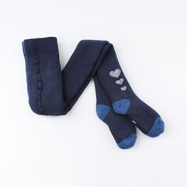 07832355-40 Колготки махровые Сердечки темно-синие для девочки темно-синий