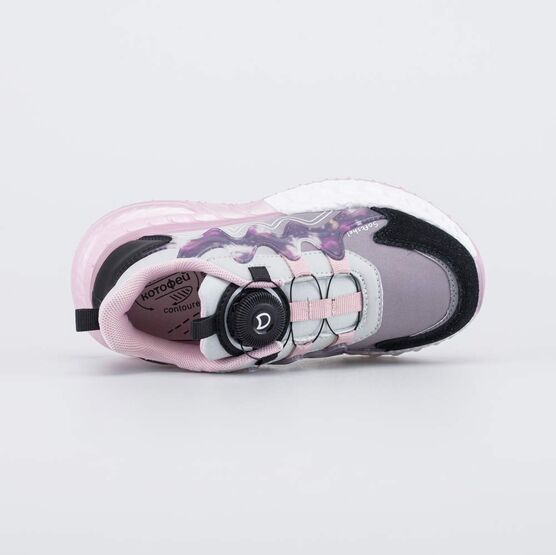 644479-72 Кроссовки с LED и Softshell для девочки серый + розовый фото №4