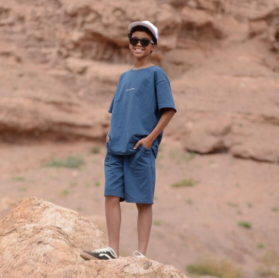 07764060-43 Костюм футболка + шорты для мальчика темно-синий для мальчики темно-синий фото №6