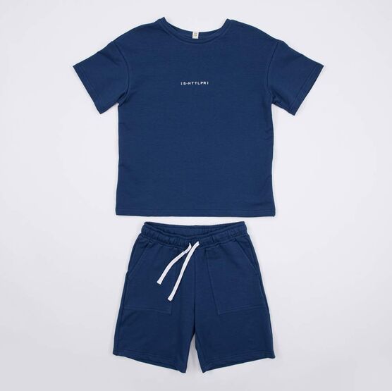 07764060-43 Костюм футболка + шорты для мальчика темно-синий для мальчики темно-синий