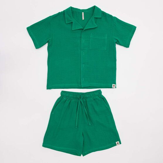 07764075-41 Костюм муслиновый рубашка + шорты зеленый для мальчики зеленый