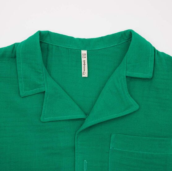 07764075-41 Костюм муслиновый рубашка + шорты зеленый для мальчики зеленый фото №4