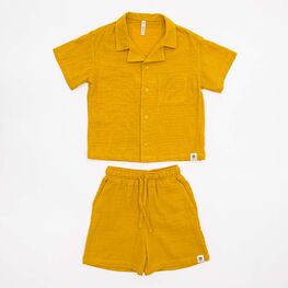 07764075-43 Костюм муслиновый рубашка + шорты горчичный для мальчики горчичный