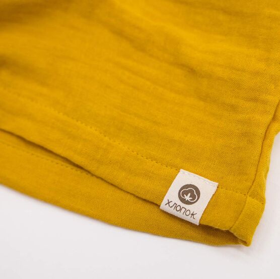 07764075-43 Костюм муслиновый рубашка + шорты горчичный для мальчики горчичный фото №3