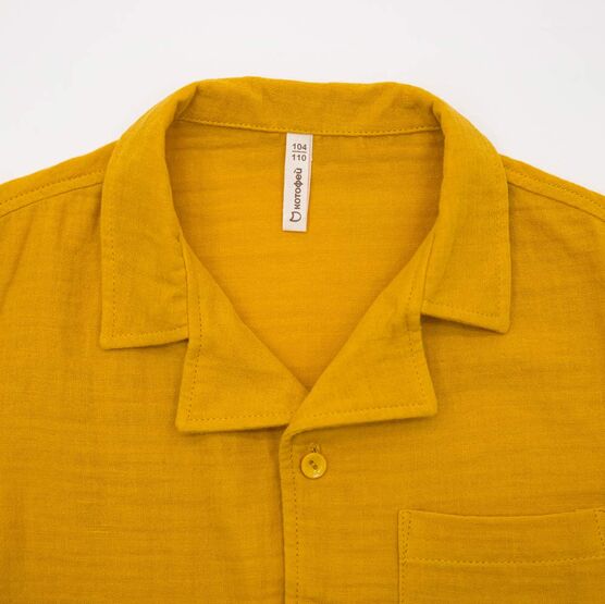 07764075-43 Костюм муслиновый рубашка + шорты горчичный для мальчики горчичный фото №4