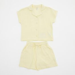 07864095-40 Летний костюм рубашка + шорты для девочки для девочки желтый